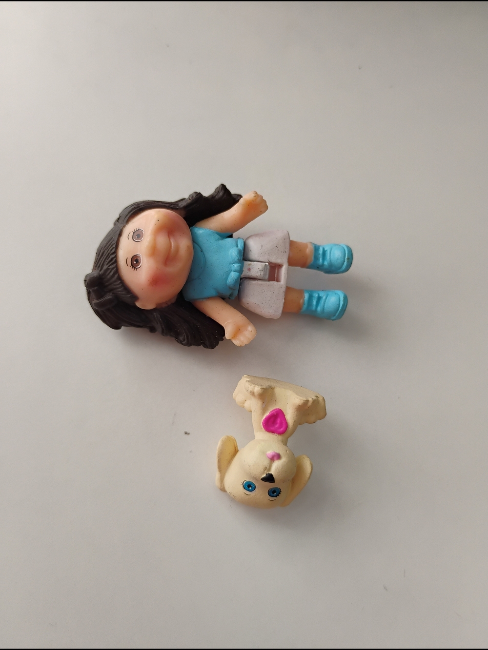 Miniature Cabbage Patch Kid Figure with Blue Outfit and Matching Boots And Puppy